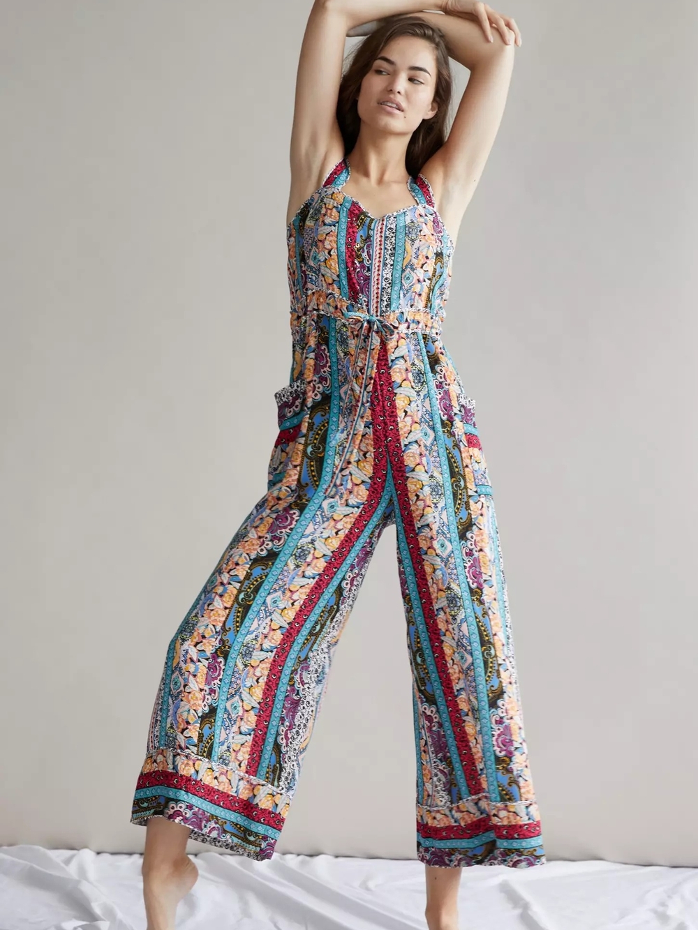 Anthropologie Calais Tie-Waist Wide-Leg Jumpsuit